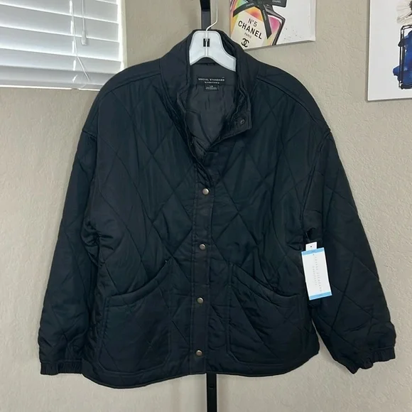 550 - Social Standard By Sanctuary NWT Black Puffer Jacket Size Large - Picture 1 of 6
